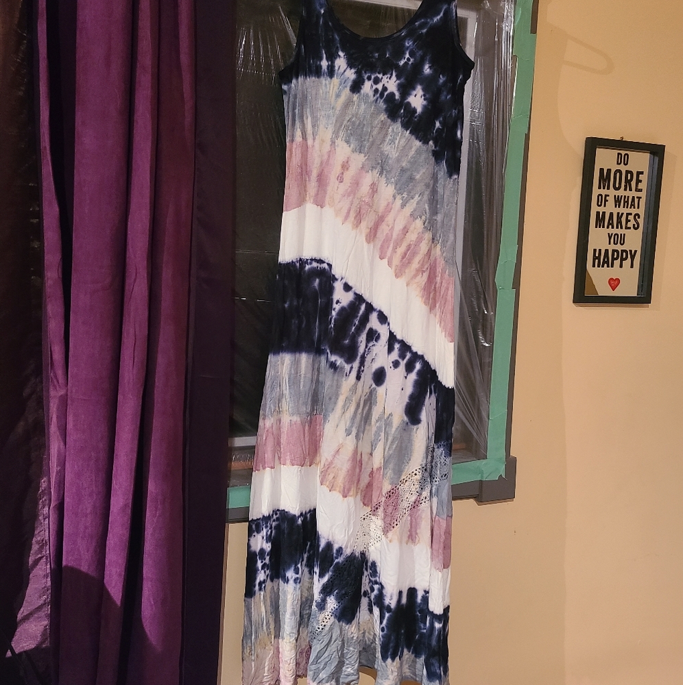 Tye dye boho maxi dress